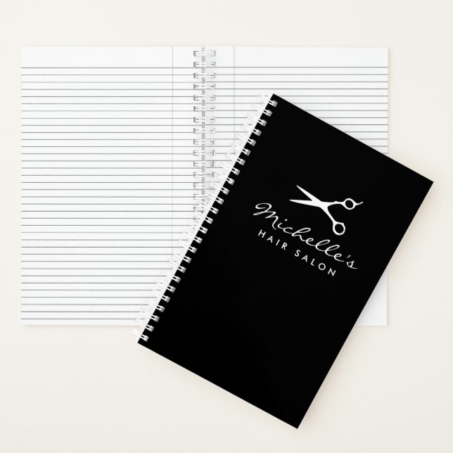 Black spiral notebook for hair salon or barber (Inside)
