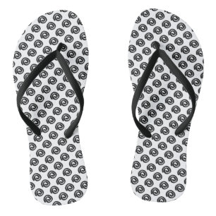 Black Spirals on white Flip Flops