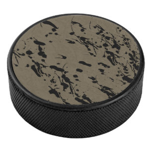 Black Splash and Drip Hockey Puck