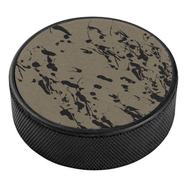 Black Splash and Drip Hockey Puck (3/4)