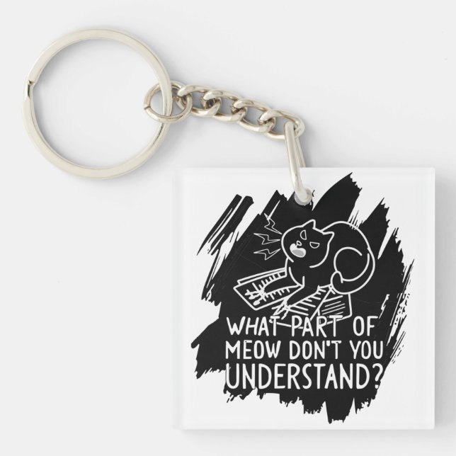 Black Splash Funny Cat Quote Key Ring (Front)