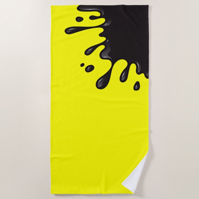Black splat on Yellow Beach Towel (Front)