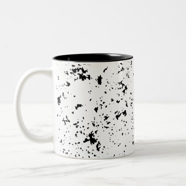 Black Splatter Art  Two-Tone Coffee Mug (Left)