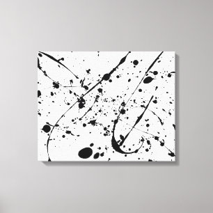black splatter wrapped canvas print