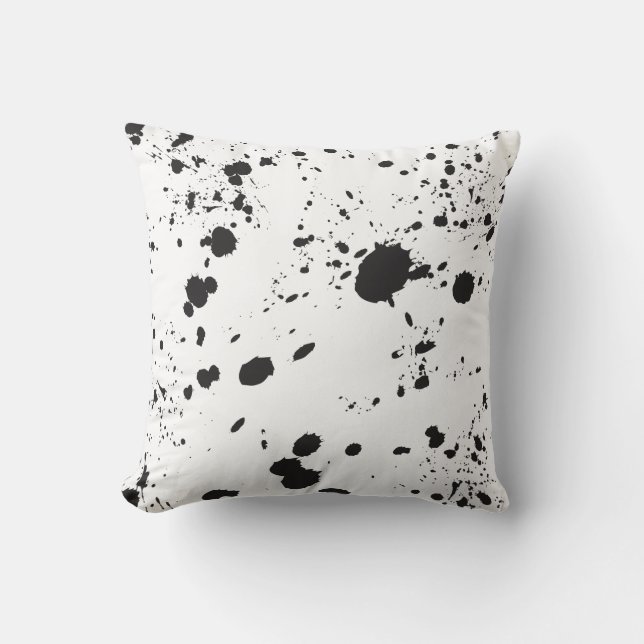Black Splattered Paint Cushion (Front)