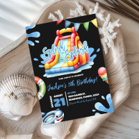 Black Splish Splash Summer Pool Party Birthday