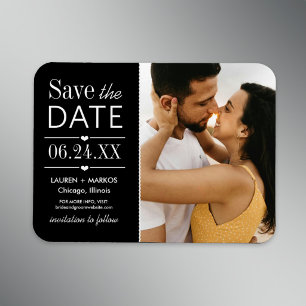 Black Split Panel Photo Save the Date Magnet