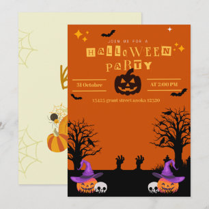 black Spooktacular Halloween Birthday Invitation