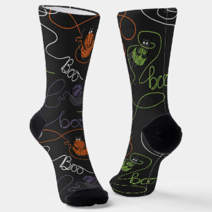 Black Spooky "Boo-tifully Tangled Kitty Halloween Socks