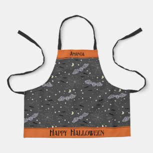 Black Spooky Cute Bats Kids Apron