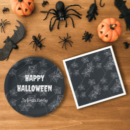 Black Spooky Halloween customisable Paper Plate