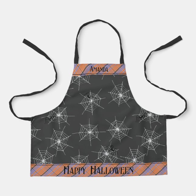 Black Spooky Spiders Kids Apron (Front)