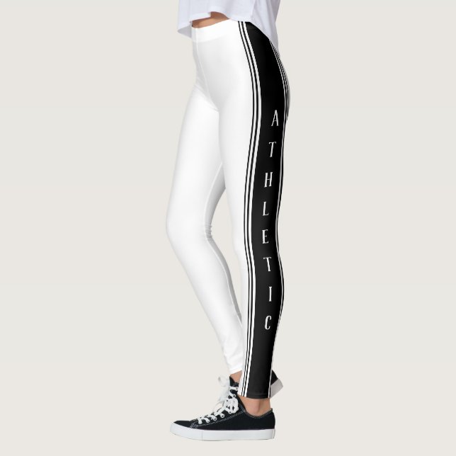 Black Sport Side Stripe White Leggings Your Colour (Left)