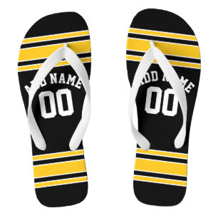 Black Sports Jersey Custom Name Number Flip Flops
