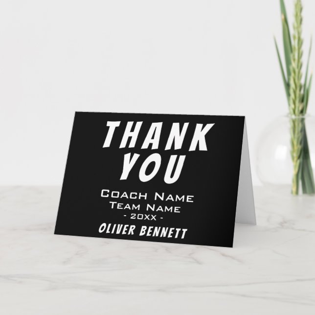 Black Sports Thank you Coach Card  (Front)