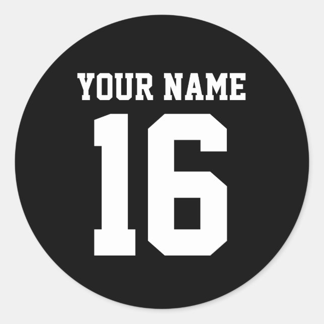 Black Sporty Team Jersey Classic Round Sticker (Front)