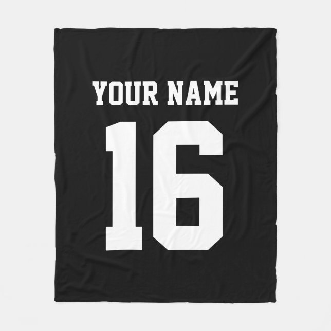 Black Sporty Team Jersey Fleece Blanket (Front)