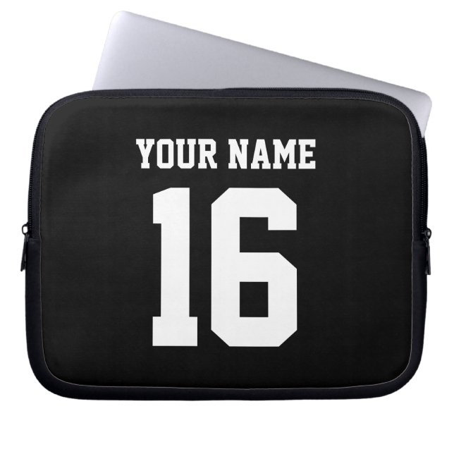 Black Sporty Team Jersey Laptop Sleeve (Front)