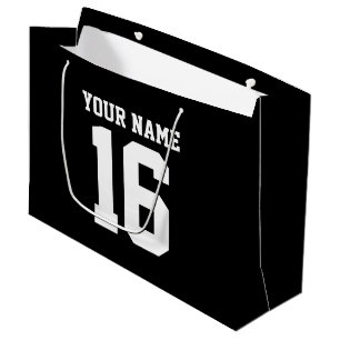 Black Sporty Team Jersey Large Gift Bag