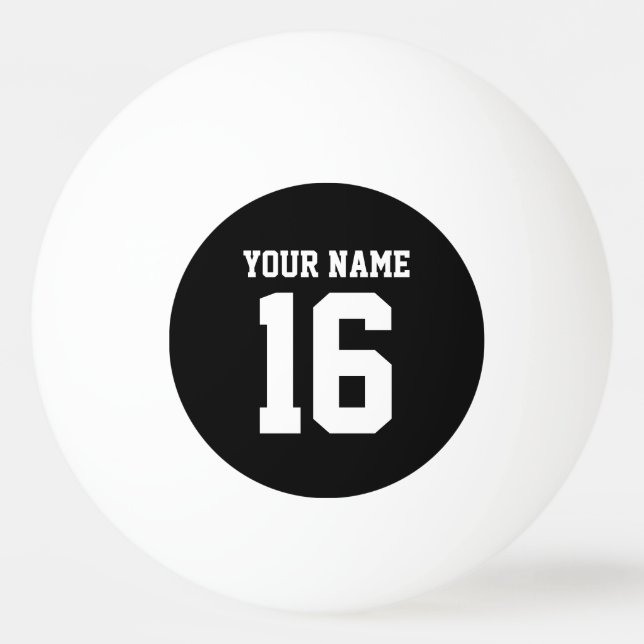 Black Sporty Team Jersey Ping Pong Ball (Front)
