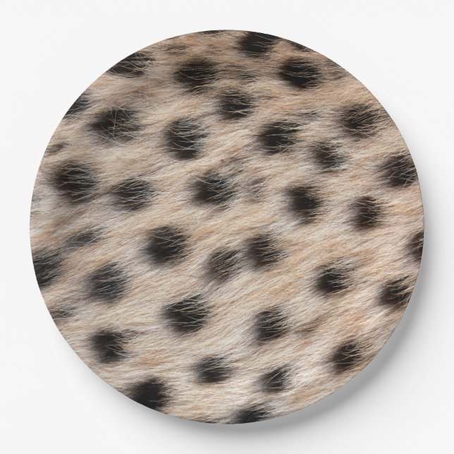 black spotted Cheetah fur or Skin Texture Template Paper Plate (Front)