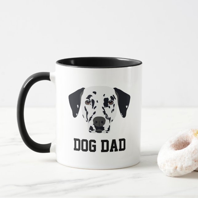 Black-Spotted Dalmatian Dog Dad Mug (With Donut)