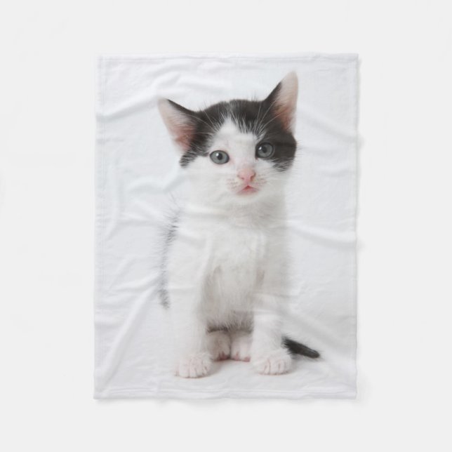 Black Spotted Kitten Fleece Blanket (Front)
