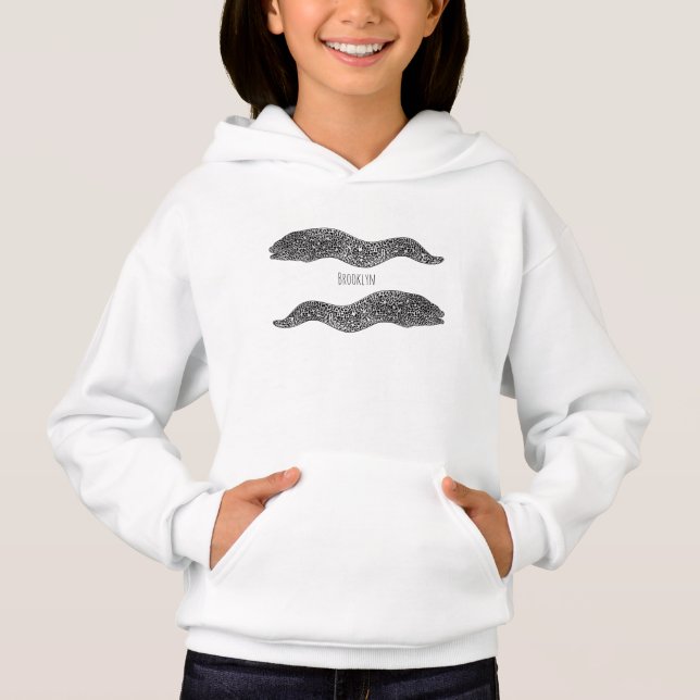 Black spotted moray eel cartoon illustration (Front)