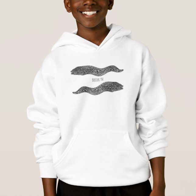 Black spotted moray eel cartoon illustration (Front)