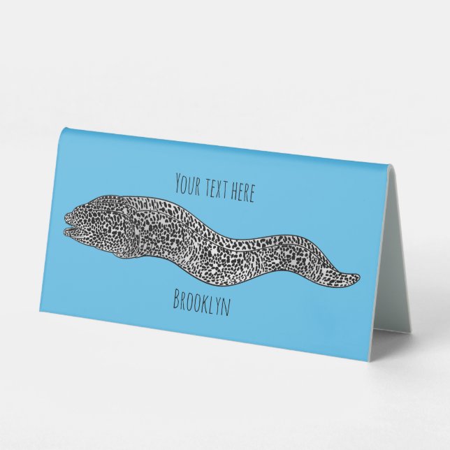 Black spotted moray eel cartoon illustration  (Front)