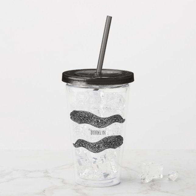 Black spotted moray eel cartoon illustration acrylic tumbler (Back Ice)