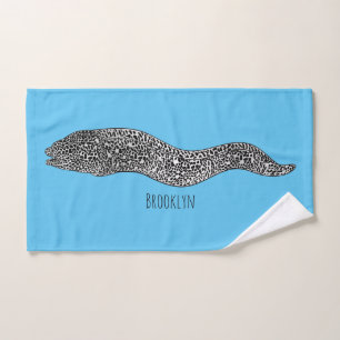 Black spotted moray eel cartoon illustration bath towel set