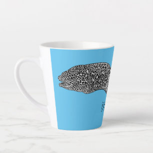 Black spotted moray eel cartoon illustration latte mug