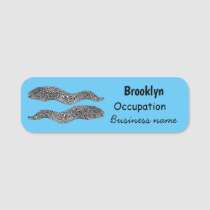 Black spotted moray eel cartoon illustration name tag