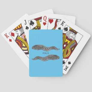 Black spotted moray eel cartoon illustration playing cards