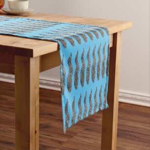 Black spotted moray eel cartoon illustration short table runner