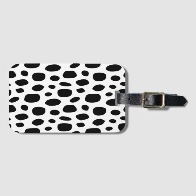 Black spotty background luggage tag (Front Horizontal)