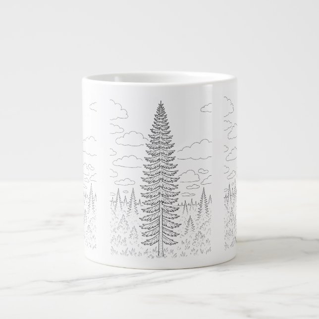 Black spruce - Picea mariana - Native Colouring Large Coffee Mug (Front)