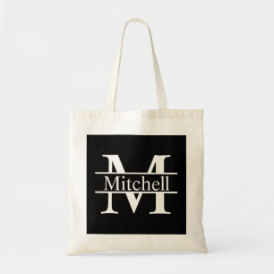 Black Square CB LF Monogrammed Tote Bag