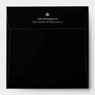 Black Square Ivory Address Panel Wedding Envelope