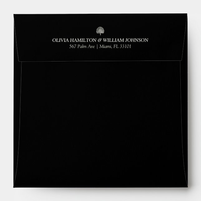 Black Square Minimalist Wedding Envelope (Back (Top Flap))