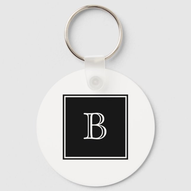 Black Square Monogram Basic Keychain (Front)