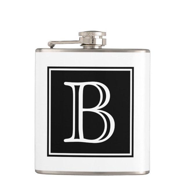 Black Square Monogram Flask (Front)