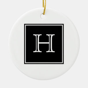 Black Square Monogram Ornament