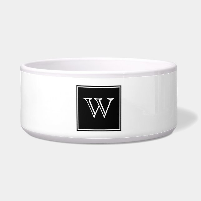 Black Square Monogram Pet Bowl (Front)