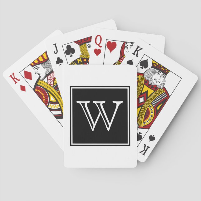 Black Square Monogram Playing Cards (Back)