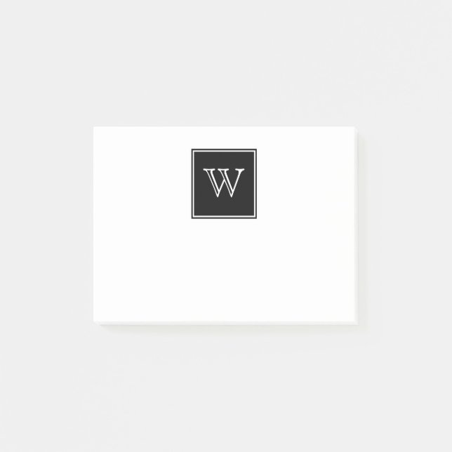 Black Square Monogram Sticky Notes (Front)
