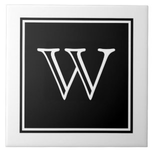 Black Square Monogram Tile