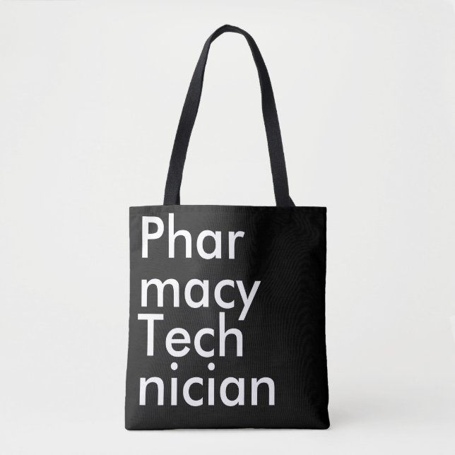Black Square Pharmacy Technician elegant Tote Bag (Front)