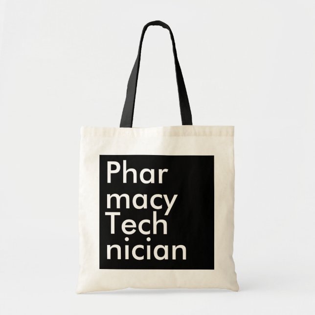 Black Square Pharmacy Technician Tote Bag (Front)